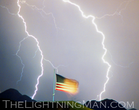 American Flag Lightning Strikes