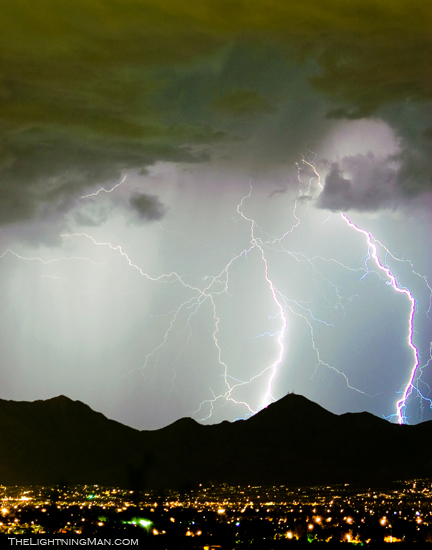 Lightning Striking the mountains. Lightning Photography image