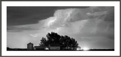 County Line Northern Colorado Lightning Storm BW Pano