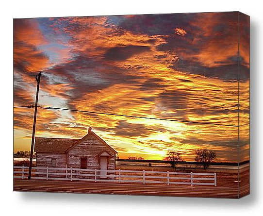 colorful country house sunset fine art print and canvas art