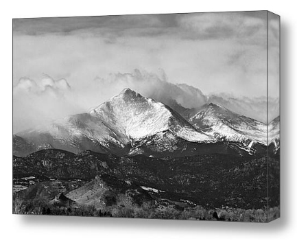 Longs Peak Black and white fine art photography print and canvas art