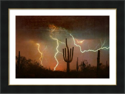 AZ Saguaro Lightning Storm Framed Print Striking Ideas for Decorating – Lightning Fantasy Artwork