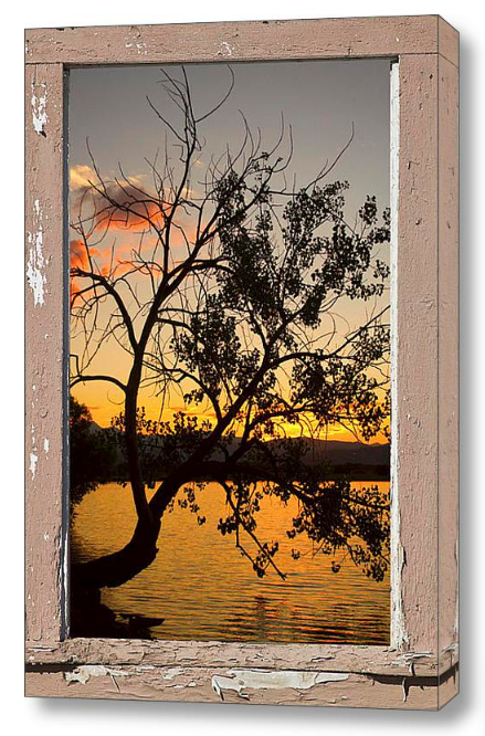 Tree Silhouette Lake Sunset Window View Decorating Tips Add a Nature Window View to Any Room With Fine Art Picture Windows