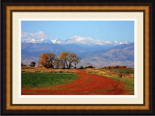 Boulder County Colorado landscape Red Road Autumn View Framed