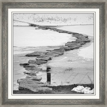 Rock Lake Crossing in Black and White Framed Fine Art Print