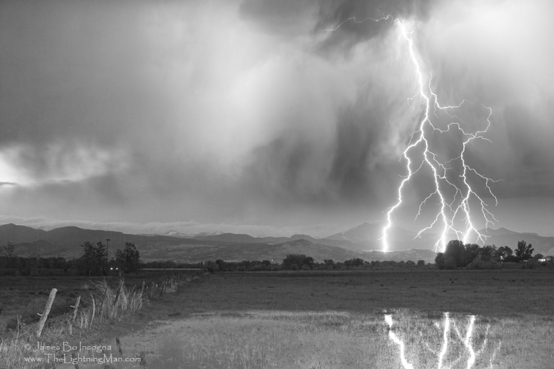 Lightning Striking Longs Peak Foothills 6aBW800s Longs Peak Triple Lightning Strikes Boulder County Colorado 6BW