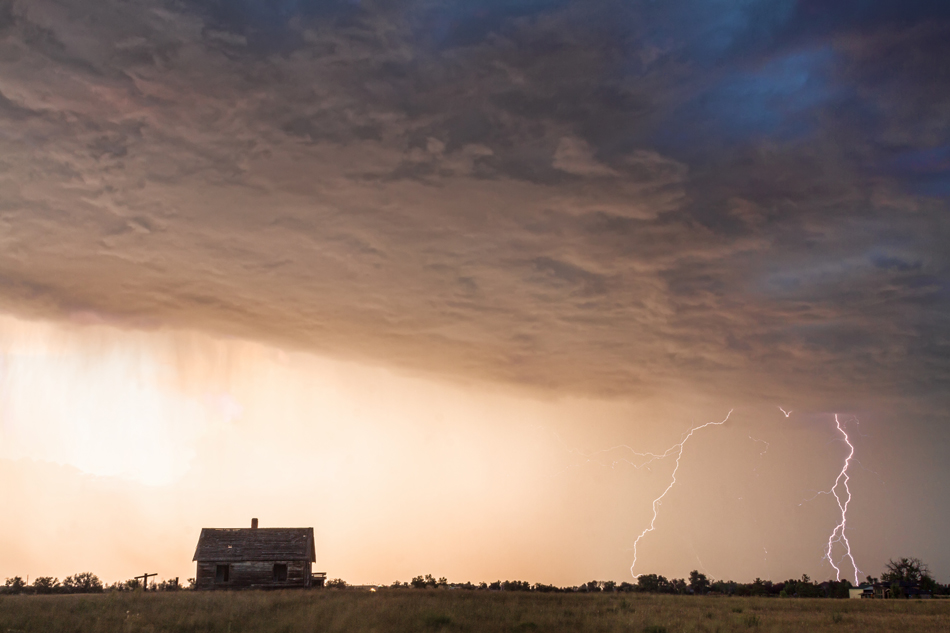   Lightning Striking On The Colorado Prairie Plains Wall Art