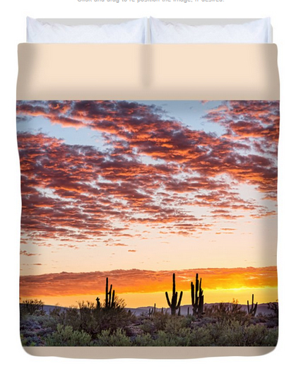 Colorful Sonoran Desert Sunrise Queen Duvet Cover