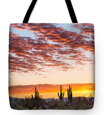 Colorful Sonoran Desert Sunrise Tote Bag 18" x 18"