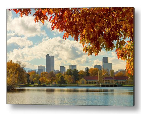 Denver Skyline Fall Foliage View Acrylic Print