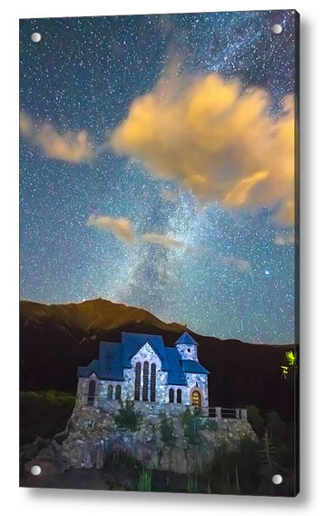 Chapel On The Rock Milky Way Sky Acrylic Print