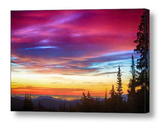 City Lights Sunrise View From Rollins Pass Canvas Print