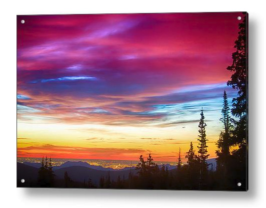 City Lights Sunrise View From Rollins Pass Acrylic Print