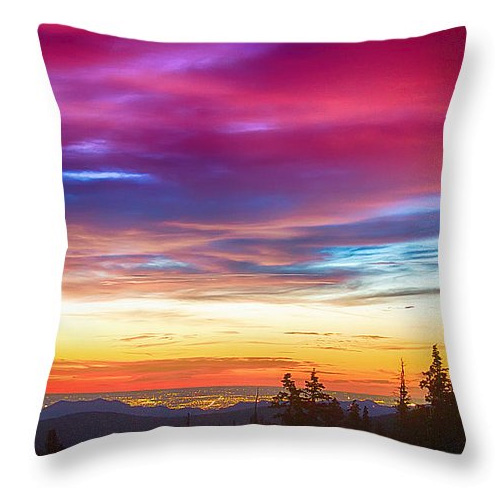 City Lights Sunrise View From Rollins Pass Throw Pillow