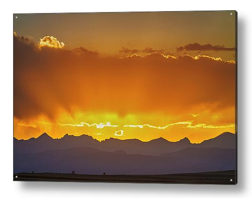 Colorado Rocky Mountains Golden September Sunset Sky Acrylic Pri