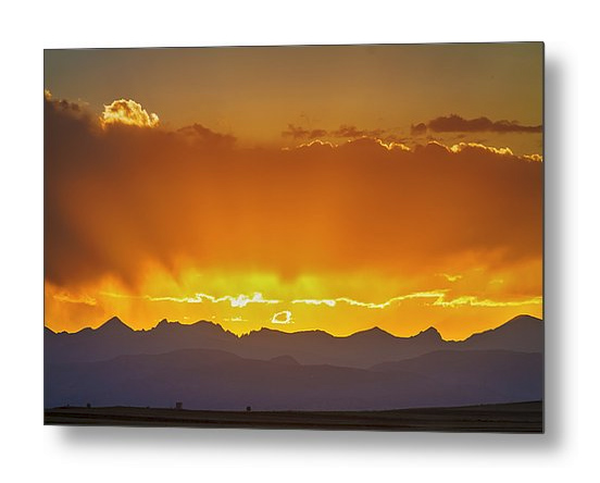 Colorado Rocky Mountains Golden September Sunset Sky Metal Print
