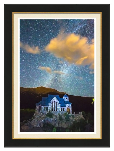 Magical Chapel On The Rock Milky Way Sky Framed Print