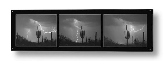 Southwest Saguaro Cactus Desert Storm Panorama Bw Acrylic Print