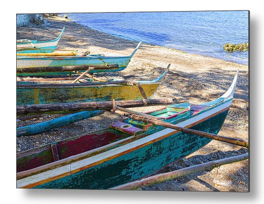 Group Of Fishing Palm Boats Metal Print