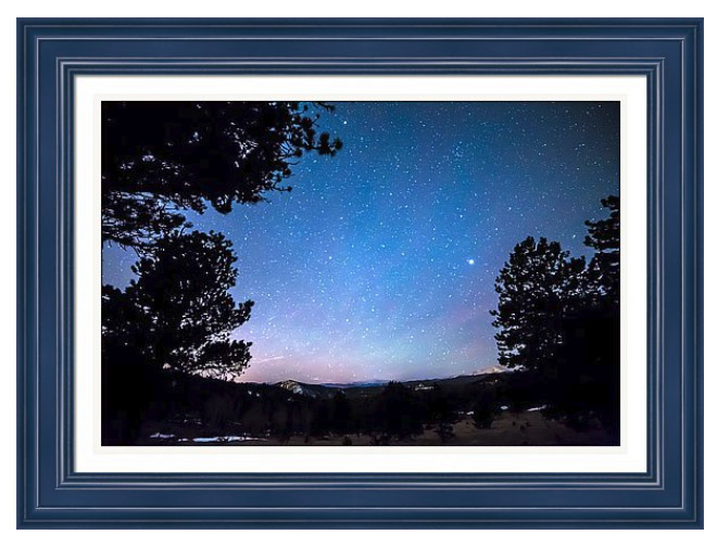Starry Rocky Mountain Forest Night Framed Print