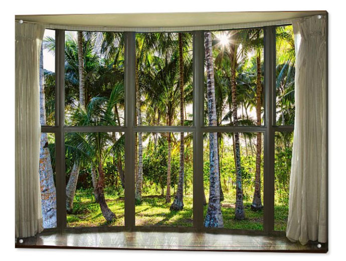 Tropical Jungle Reflections Bay Window View Acrylic Print