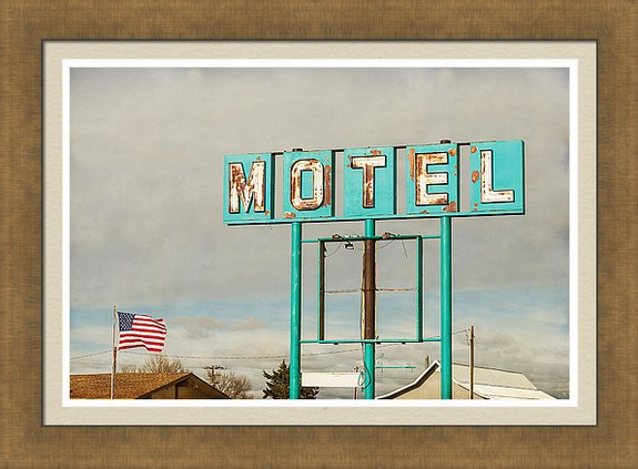 American Retro Motel Sign Framed Print