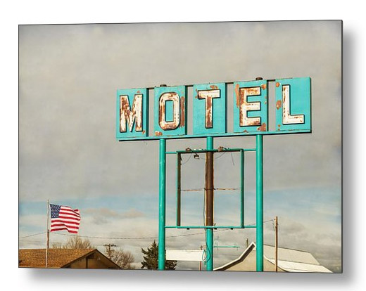American Retro Motel Sign Metal Print