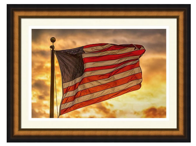 American Sunset On Fire Framed Print