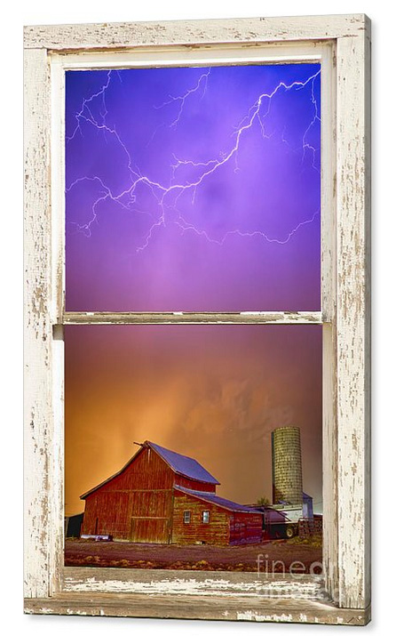 Colorful Storm Farm House Window View Canvas Print