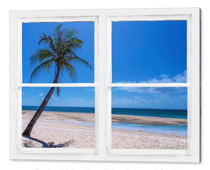 Tropical Paradise Whitewash Picture Window View Acrylic Print