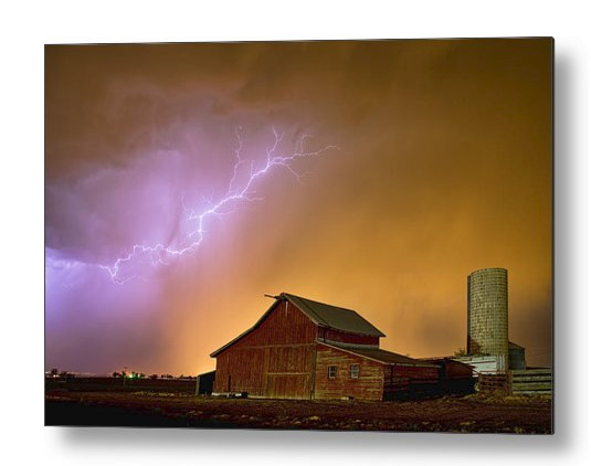 Watching The Storm From The Farm Metal Print