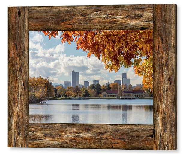 Denver City Skyline Barn Window View Acrylic Print