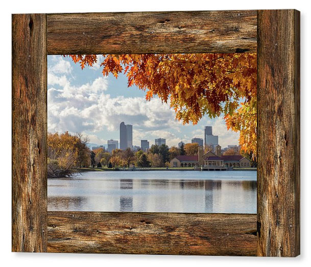 Denver City Skyline Barn Window View Canvas Print
