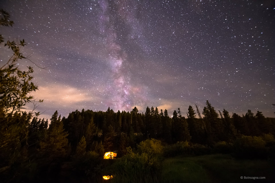 Camping Under Nighttime Milkway Stars