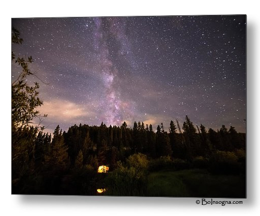 Camping Under Nighttime Milky Way Stars Metal Print