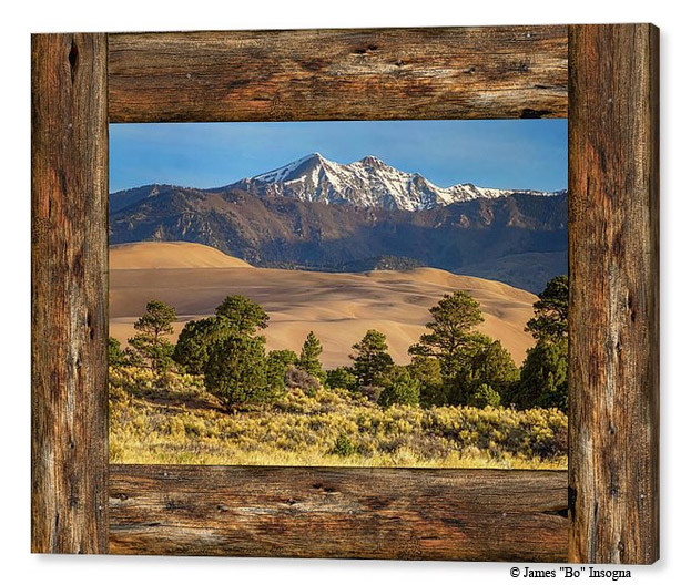 Rustic Wood Window Colorado Great Sand Dunes View Canvas Print