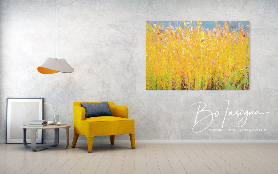 Abstract Colorful Cattails Grasses Painting Art Print