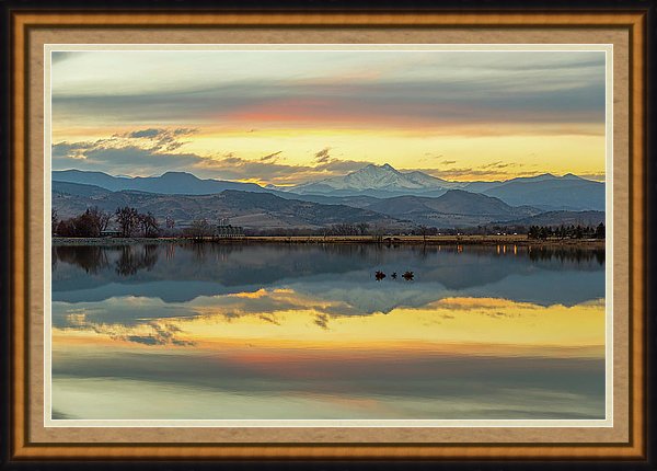 Marvelous Lake Reflections Of Longs Peak Framed Print